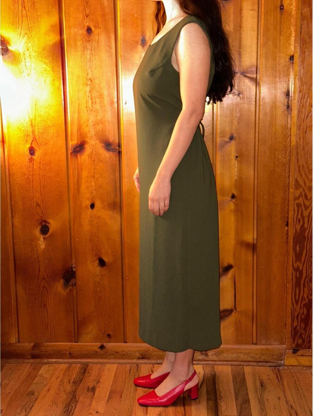 R&M Richards Karen Kwong Womens Maxi Dress Size 14 Green Simple Sleeveless VTG - Picture 2 of 11